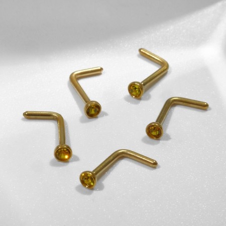 Piercing in the nose (nostille) rectangular, set 5 pcs., L = 7 mm, gold color-1