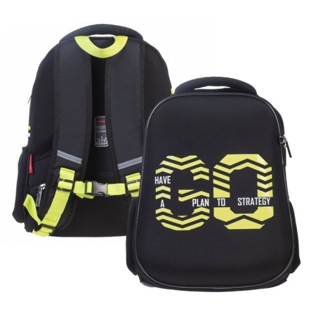 Frame backpack 38 x 29 x 17 cm, Hatber Ergonomic Light, Go! Black/yellow nrk_85032