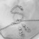 Headset 2 objects: earrings, pendant “heart” curved, white color in silver, 40 cm