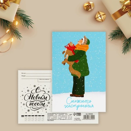 Mail card "Snow mood", friends in snowfall 10 x 15 cm, New Year