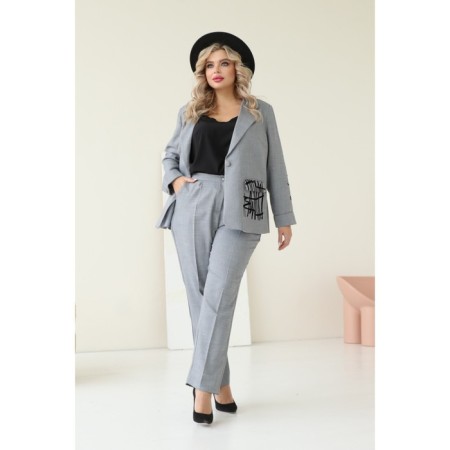 Female costume: jacket, trousers, size 48, gray color-18