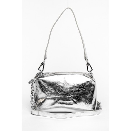 Bag Cross-Body female, eco-leather, Polina & Eiterou silver, 21x8x13 cm