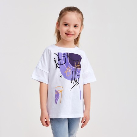 T -shirt Children's Minaku Colors, white/purple color, height 140-6