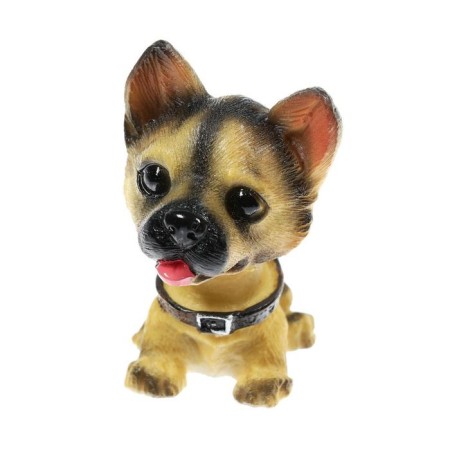 Dog on a car panel shocking his head, mini, shepherd-3