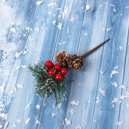 Decor "Winter Dreams" bump, berries of needles, 14 cm