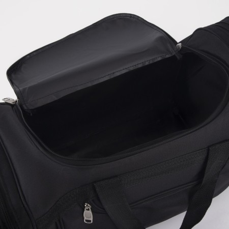 Road bag, 3 parts on zippers, external pocket, long belt, black color-2