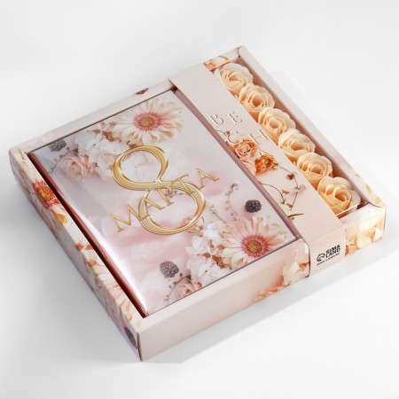 Gift set: A5.80 sheets diary and soap petals "March 8"-7