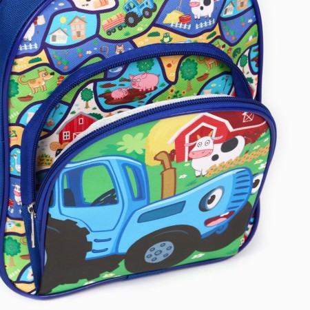 Baby backpack with pockets, Blue Tractor, 23*19*6cm-3