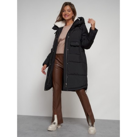Coat insulated winter female, size 52, black color-15
