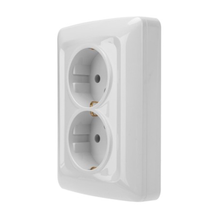 Kranz double outlet with ground, hidden installation, 16a, white KR-78-0218-3