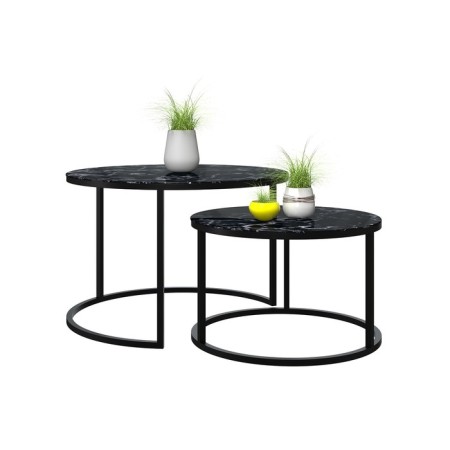 Tables Journal Loft DQ No. 2 Duae (set), D605 (475), H420 (320), f/p marble black, m/k black-3