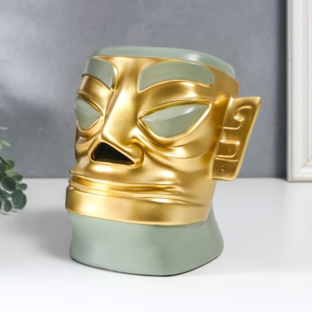 Souvenir Polystone Salvetnitsa "Aboriginal with a sharp nose" green-gold 19x12x20 cm-2