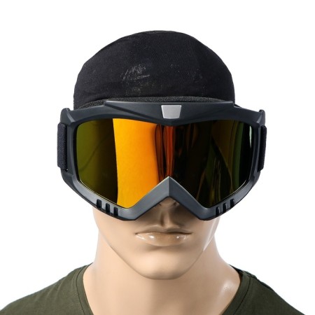 Mask glasses for motor vehicles, collapsible, golden chrome glass, black-6