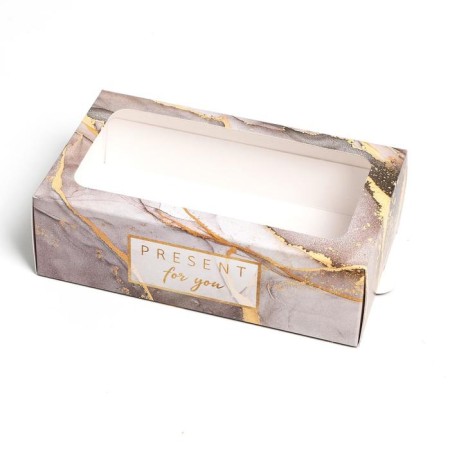 Box for Makarun, confectionery packaging "Present", 18 x 10.5 x 5.5 cm