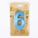 Candle in the Cake "Fine", number "6", blue metallic, 6.5 cm