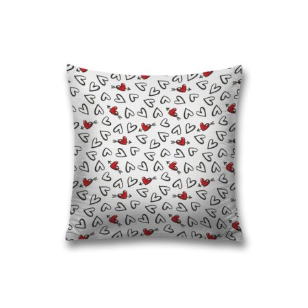 Decorative pillowcase "Black and white hearts", on a zipper, size 45x45 cm