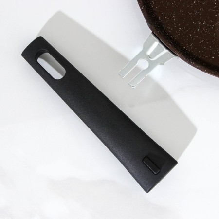 Pancake pan, d = 22 cm, plastic handle, anti -stick coating, color coffee marble-3