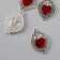 Decor for creativity Metal "Red Heart of the openwork" silver enamel set 4 pcs 3.5x2.4 cm