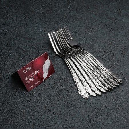 A set of canteen forks "Rusiano", h = 19 cm, 12 pcs, silver color-3