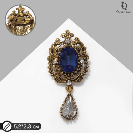 Brooch "Empress" night, blue-white color in black gold
