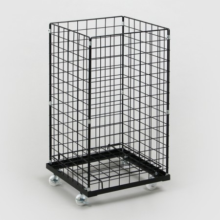 The basket-drill is folding, on wheels, 1 shelf, 40 × 40 × 80 cm, black color-1