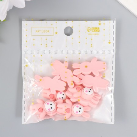 Decor for creativity Plastic "Pink Bunny with a Heart" 3x1 cm-3