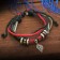 Bracelet leather “leaf” carved, 6 threads, colored, d = 5 cm