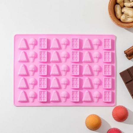 Form for marmalade "Sweeter", silicone, 19.5 × 13.6 × 1 cm, 45 cells, color mix