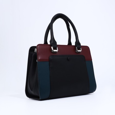 Lightning tout bag, external pocket, long belt, black color-2