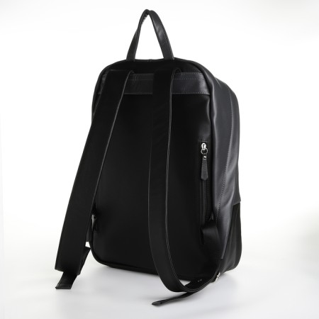 City backpack made of genuine leather LakeStone on a zipper, black/gray color-1