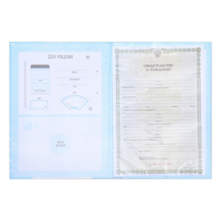 Folder for birth certificate for the boy "Bear", A4-5
