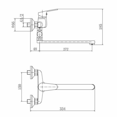 Fashun A2116 bath mixer, one -leaf, pour 270 mm, with a shower set, chrome-1