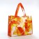 The bag is economic on the button, the color is orange