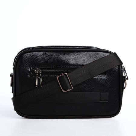 Male bag over the shoulder, artificial leather, black color-2