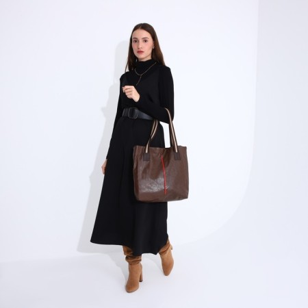 Shopper bag on magnet, brown color-5
