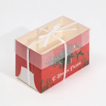 Box for Capcake "New Year Retro Post", 16 x 8 x 10 cm, New Year-3