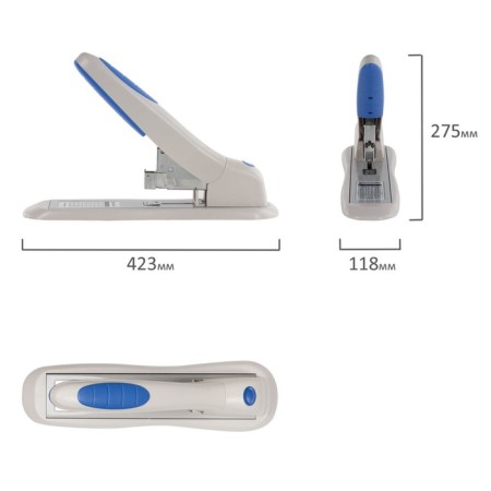 Stapler Powerful No. 24/6 - 23/24 200 L Brauberg "Horn" by ergon, gray -blue-6
