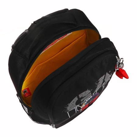 School backpack, 38 x 29 x 16 cm, Grizzly, ergonomic back, + keychain, black-9