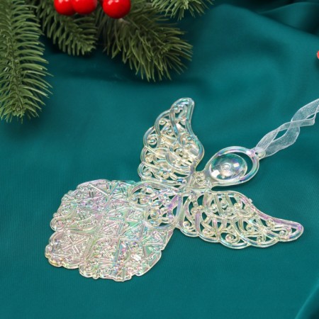 Christmas tree decoration "Angel overflow" 12x10.5 cm, transparent-1