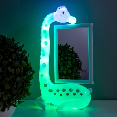 A table lamp with a photo frame, a mirror "Giraffe" LED 3W USB RGB white 17x8x30 cm Risalux-5