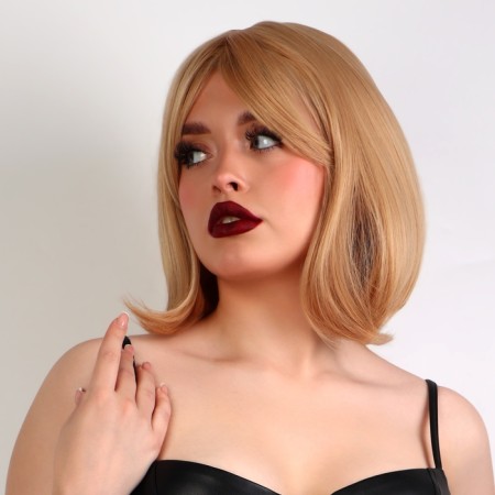 Artificial wig, with a bang, imitation of the skin, 30 cm, color blond-2