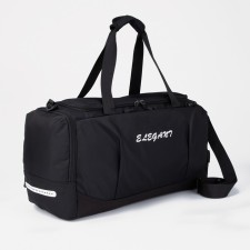 Road bag with a zipper, shoes, external pocket, long belt, black color