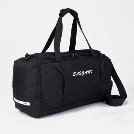 Road bag with a zipper, shoes, external pocket, long belt, black color