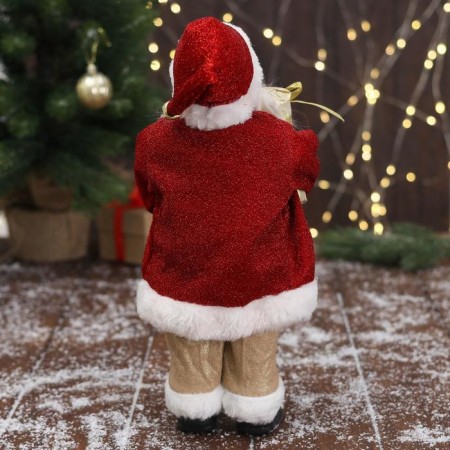 Santa Claus "in a golden red suit, with a strap, with gifts" 15x30 cm-2