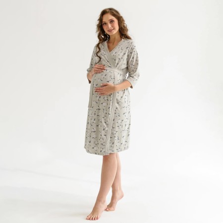 Women's kit for pregnant women (shirt/robe), gray color, size 48-1