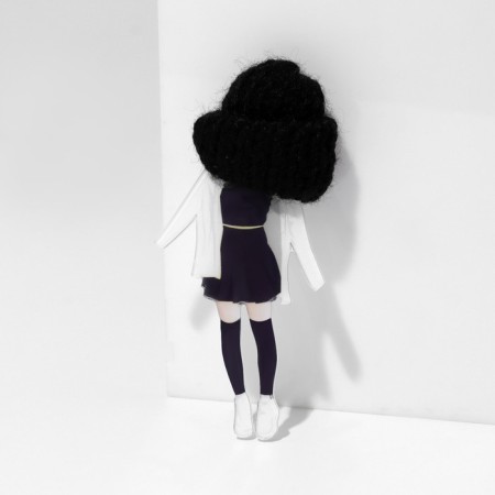 Brooch "Girl" in a skirt, color in silver-1