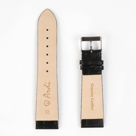 Watch strap, male, 22 mm, harness 75 mm, larynx 115 mm, genuine leather, black-2