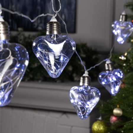 Garland “thread” 3 m with nozzles “heart bulbs”, IP20, transparent thread, 80 LED, white glow, 8 modes, 220 V