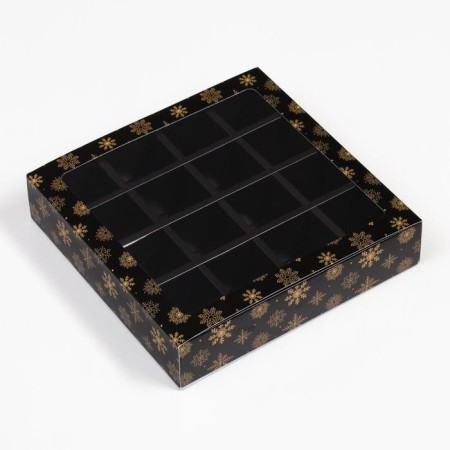 Box for sweets 16 pcs "Snowflakes", 17.7 x 17.7 x 3.8 cm