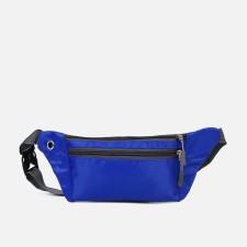 Zipper waist bag, outer pocket, USB connector, blue color